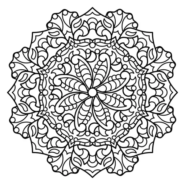 Mandala. Kına, dövme ve süslemeler için doğu dairesel desen. Boyama kitabı sayfası. Vektör illüstrasyonu.