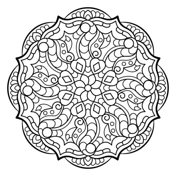 Mandala. Kına, dövme ve süslemeler için doğu dairesel desen. Boyama kitabı sayfası. Vektör illüstrasyonu.