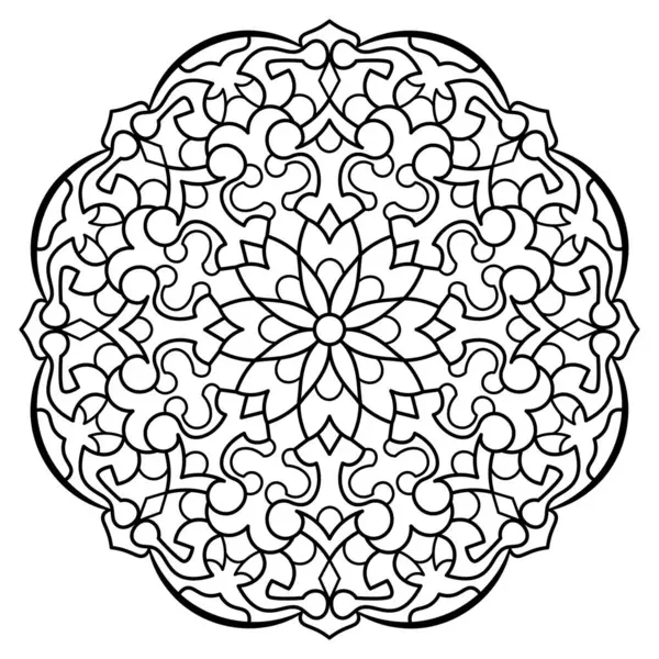 Mandala. Kına, dövme ve süslemeler için doğu dairesel desen. Boyama kitabı sayfası. Vektör illüstrasyonu.