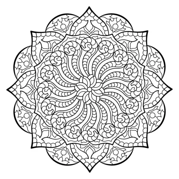 Mandala. Kına, dövme ve süslemeler için doğu dairesel desen. Boyama kitabı sayfası. Vektör illüstrasyonu.
