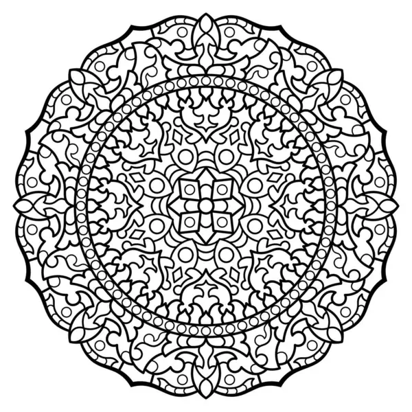 Mandala. Kına, dövme ve süslemeler için doğu dairesel desen. Boyama kitabı sayfası. Vektör illüstrasyonu.