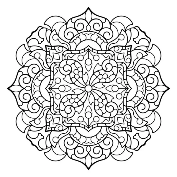 Mandala. Kına, dövme ve süslemeler için doğu dairesel desen. Boyama kitabı sayfası. Vektör illüstrasyonu.