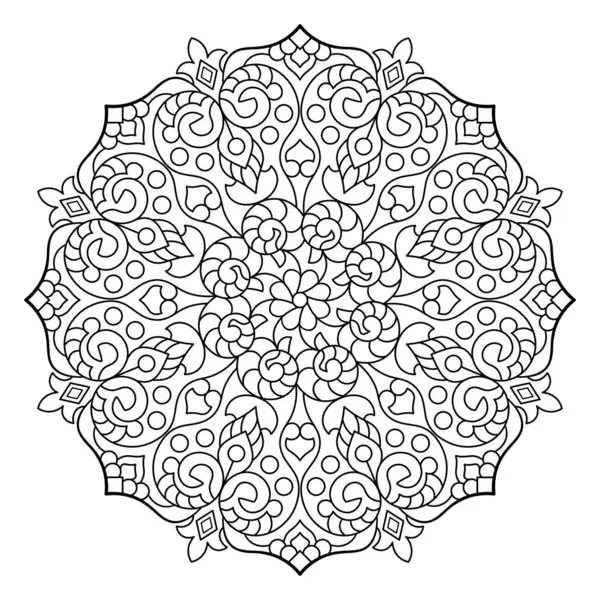 Mandala. Kına, dövme ve süslemeler için doğu dairesel desen. Boyama kitabı sayfası. Vektör illüstrasyonu.