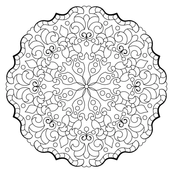 Mandala. Kına, dövme ve süslemeler için doğu dairesel desen. Boyama kitabı sayfası. Vektör illüstrasyonu.