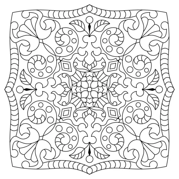 Mandala. Kına, dövme ve süslemeler için doğu dairesel desen. Boyama kitabı sayfası. Vektör illüstrasyonu.