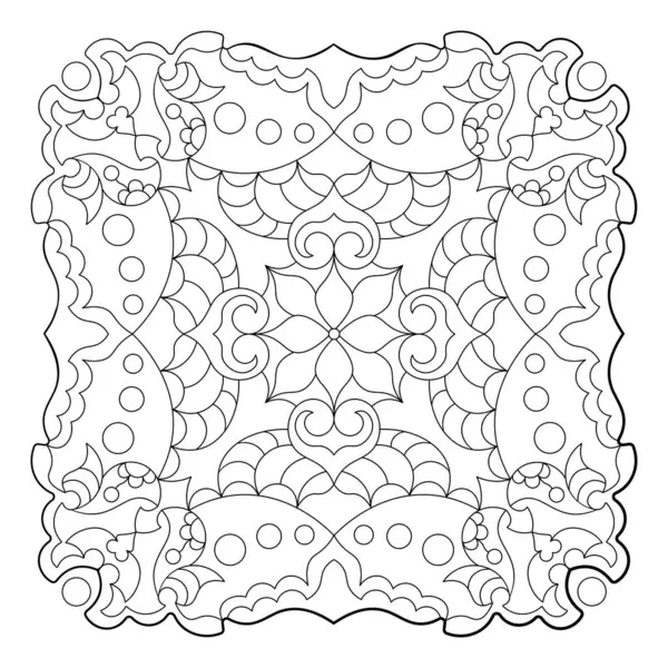 Mandala. Kına, dövme ve süslemeler için doğu dairesel desen. Boyama kitabı sayfası. Vektör illüstrasyonu.
