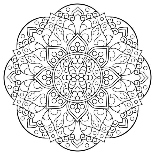 Mandala. Kına, dövme ve süslemeler için doğu dairesel desen. Boyama kitabı sayfası. Vektör illüstrasyonu.