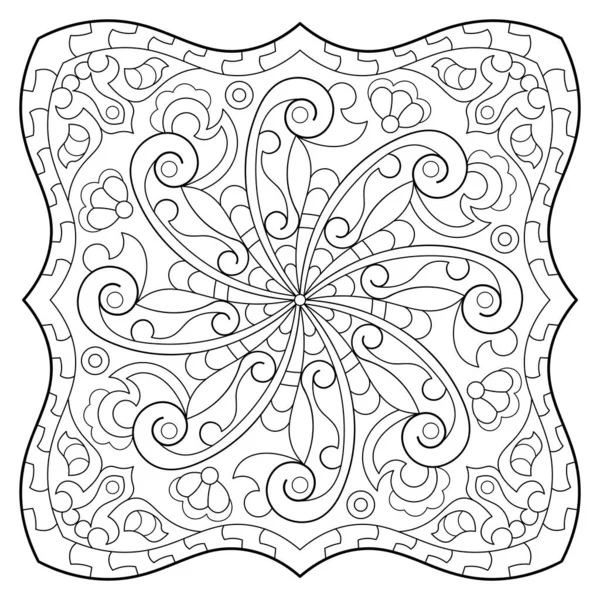 Mandala. Kına, dövme ve süslemeler için doğu dairesel desen. Boyama kitabı sayfası. Vektör illüstrasyonu.