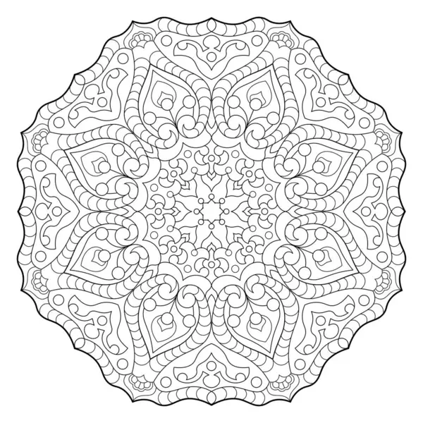 Mandala. Kına, dövme ve süslemeler için doğu dairesel desen. Boyama kitabı sayfası. Vektör illüstrasyonu.