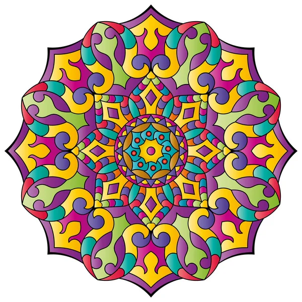 Mandala. Etnik yuvarlak süs. Boyama kitabı kapağı elementi. Vektör illüstrasyonu.