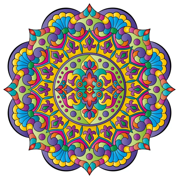 Mandala. Etnik yuvarlak süs. Boyama kitabı kapağı elementi. Vektör illüstrasyonu.