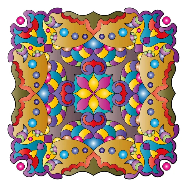 Mandala. Etnik yuvarlak süs. Boyama kitabı kapağı elementi. Vektör illüstrasyonu.