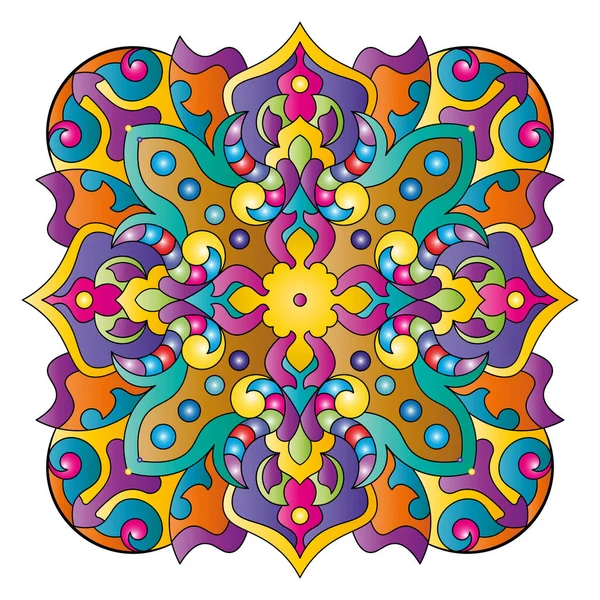 Mandala. Etnik yuvarlak süs. Boyama kitabı kapağı elementi. Vektör illüstrasyonu.