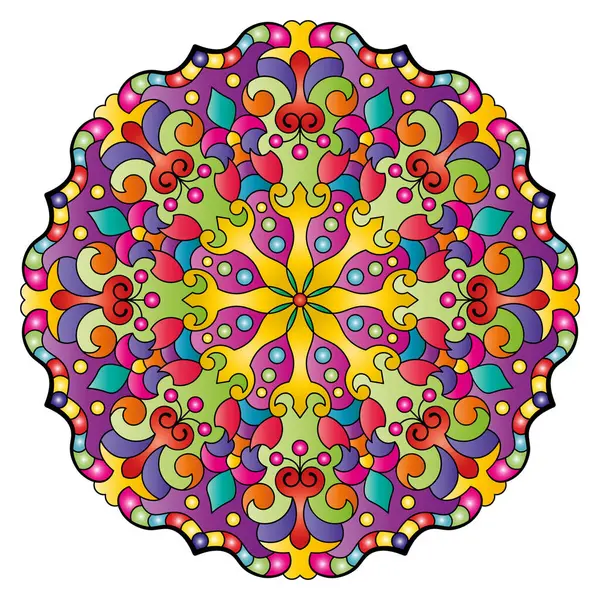 Mandala. Etnik yuvarlak süs. Boyama kitabı kapağı elementi. Vektör illüstrasyonu.