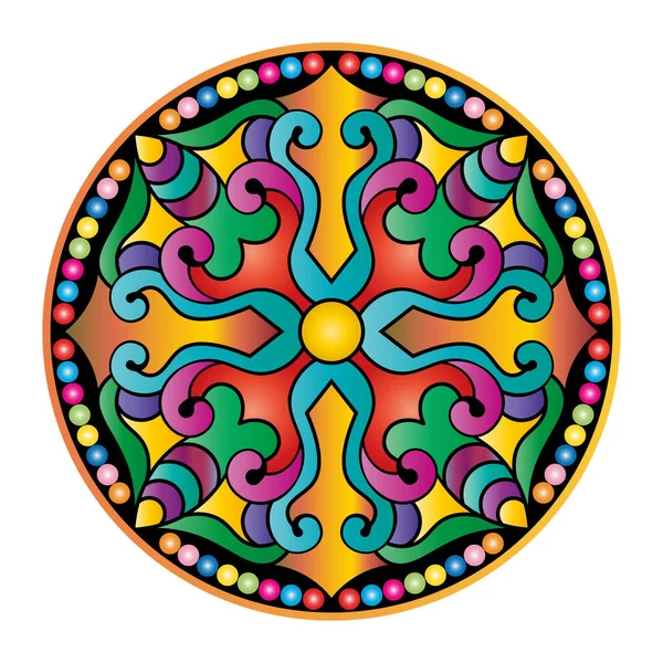 Etnik yuvarlak süs. Mandala tarzında bir model. Vektör illüstrasyonu.