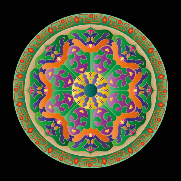 Etnik yuvarlak süs. Mandala tarzında bir model. Vektör illüstrasyonu.