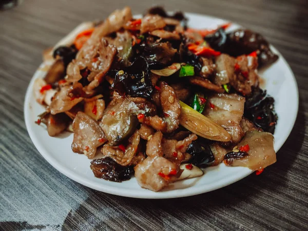 Wikoro Cocina Cerdo Chinese Food Restaurant Demasiado Picante Pero Delicioso — Foto de Stock