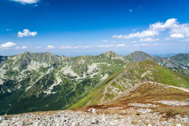 Yatay Batı Tatra Dağları'nın. Baraniec tepe görünümünden, Slovakya'da bir dağ. Slovak Tatras, doğa yürüyüşü.