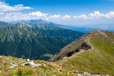 Yatay Batı Tatra Dağları'nın. Baraniec tepe görünümünden, Slovakya'da bir dağ. Slovak Tatras, doğa yürüyüşü.