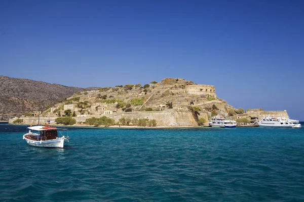 Fortaleza Isla Spinalonga Una Ciudad Histórica Isla Los Leprosos Murallas — Foto de Stock