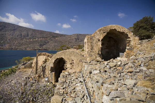 Ruinas Apartamentos Isla Spinalonga Fortaleza Spinalonga Isla Creta Grecia — Foto de Stock