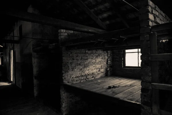 Oswiecim Auschwitz Birkenau Poland February 2019 Rose Prison Bed Тюремная — стоковое фото