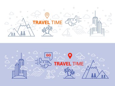 Seyahat hizmeti planlama. Ucuz uçuşlar. Seyahat kavramı. Vektör düz.