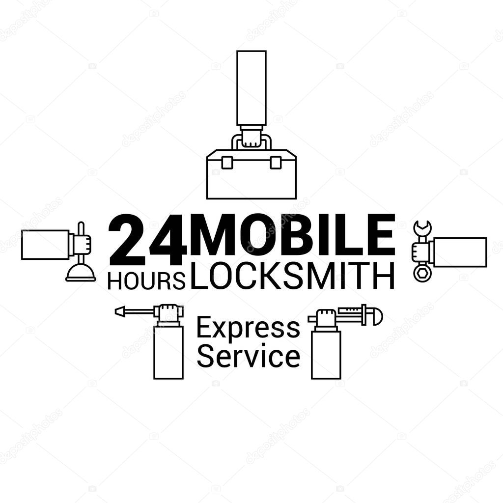 Mobile locksmith. Logo in vector. In the lines.