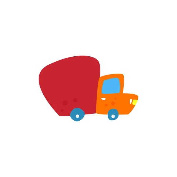 Gratis frakt. Leverans koncept. Cartoon truck levererar varor. Online order och snabb leverans. Vektor tecknad. — Stock vektor