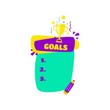 Sayfa hedefleri kontrol edin. Çeşitli öğeleri yazılı. Vektör çizgi film.