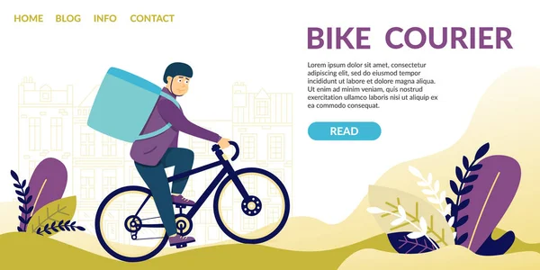Bike Courier. Cererea de servicii de curierat de viteză . — Vector de stoc