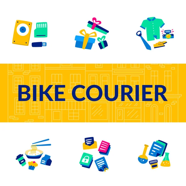 Bike Courier. Stilul de viață pe bicicletă . — Vector de stoc