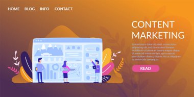 Yatay düz Banner Online içerik pazarlama.