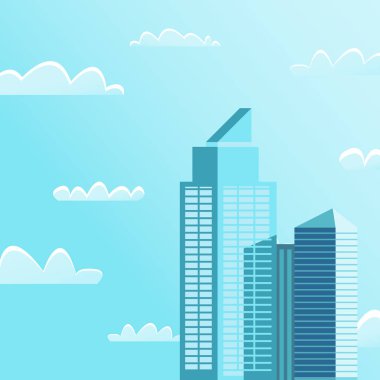 Skyper simgesi. Buildng şehir merkezinde. Modern mimari öğesi.