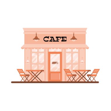 Vektör kafe binası. Grafik retro bulding. 