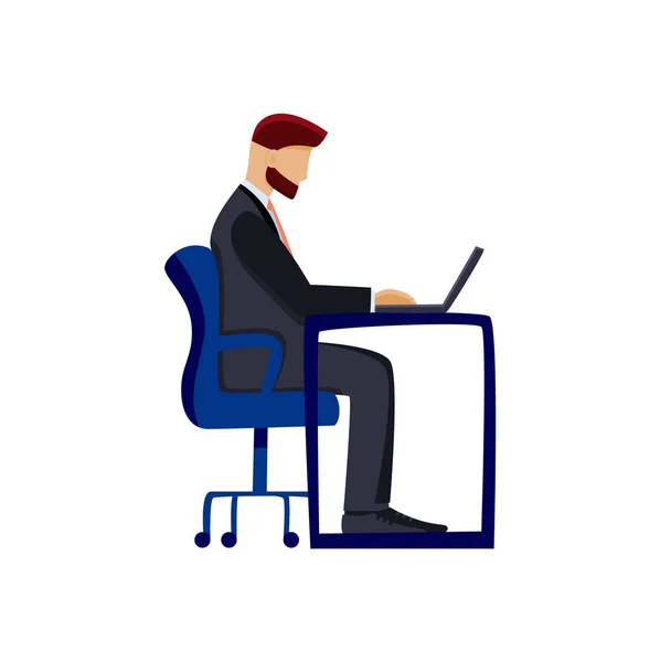 Flat Illustration Consigliere finanziario Sedersi a tavola . — Vettoriale Stock