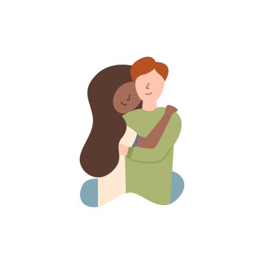 Vektör düz Afrikalı Amerikan sarılma erkek arkadaşı.