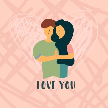 Vektör düz Banner kahverengi saçlı adam seviyorum