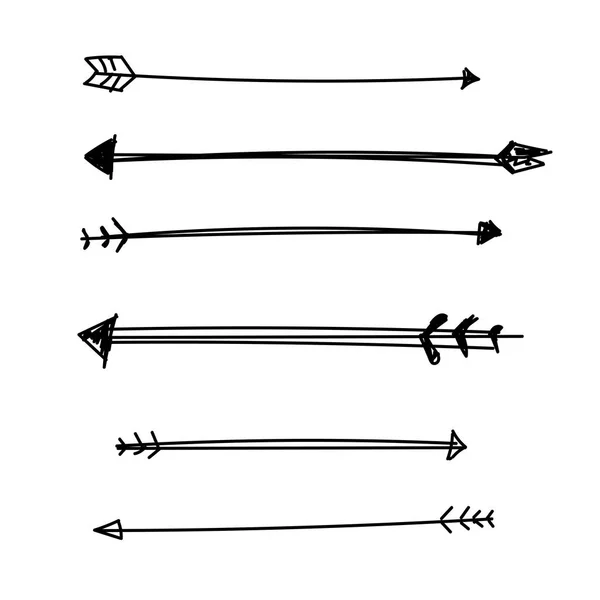 Vector platte set van pijlen boog schets — Stockvector