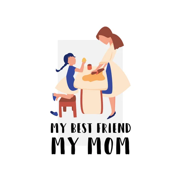 Vector Flat Banner My Best Friend is My Mom.