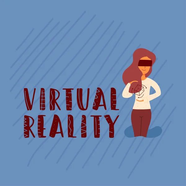 Vector flat banner lettering virtual reality. Stock Illustration