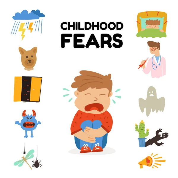 Poster scris temerile copilăriei scriind desene animate — Vector de stoc