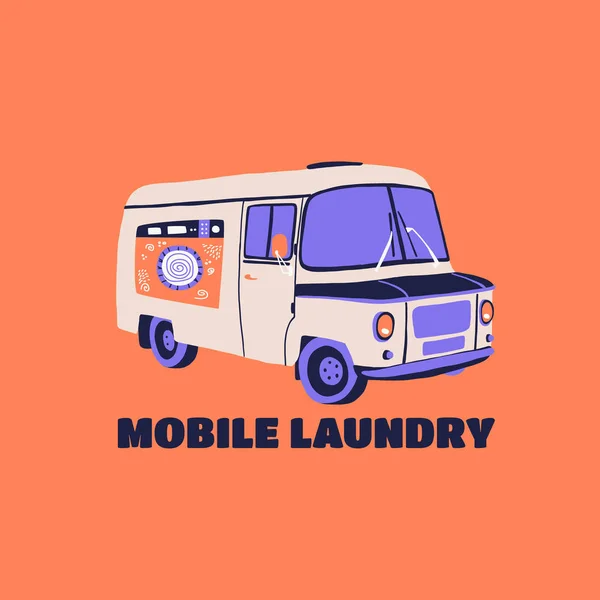 Advertising poster inscription  mobile laundry — Free Stock Photo