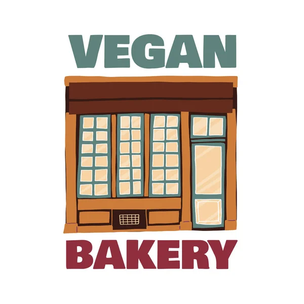 Reklamní nápis veganské pekárna plochý — Stockový vektor
