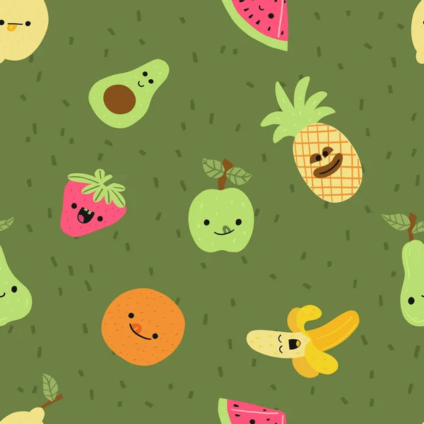 Bannière lumineuse fruit motif sans couture, dessin animé . — Image vectorielle