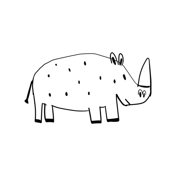 Informační prapor ručně kreslený zvířecí nosorožec. — Stockový vektor