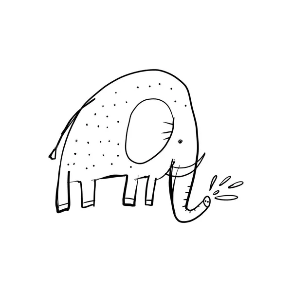 Affiche d'information éléphant animal dessiné à la main . — Image vectorielle