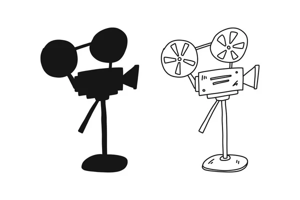 Affiche informative dessin à la main esquisse de caméra de film . — Image vectorielle