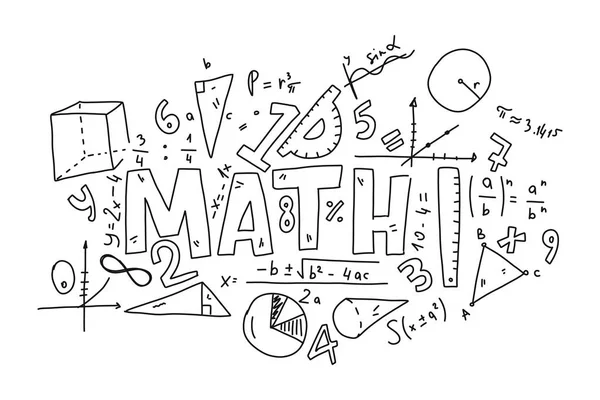 Informational poster set doodle inscription math. — Stock Vector