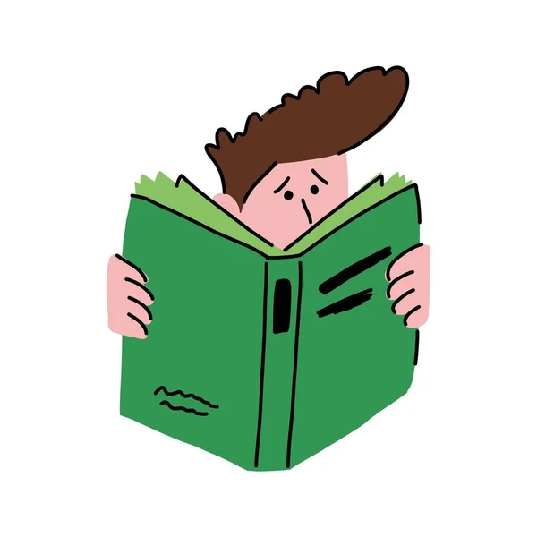 Tiener leest een groot boek, vector illustratie — Stockvector